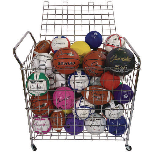 Champion Sports Portable Lockable Ball Locker Metal 176 Lb Capacity 24x39x40 Chrome