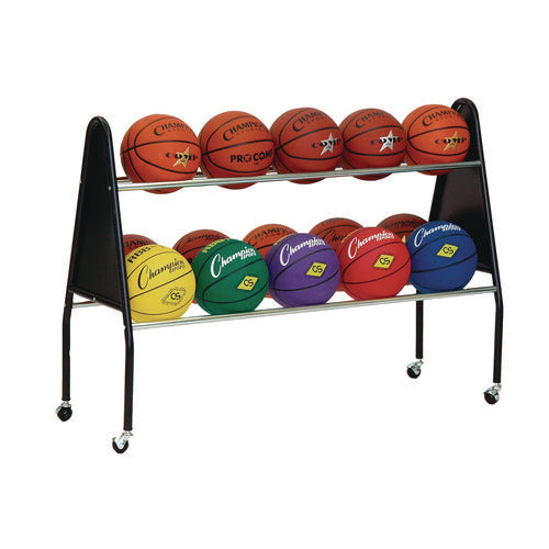 Champion Sports Heavy-duty Ball Cart Metal 132 Lb Capacity 18x51x38 Black