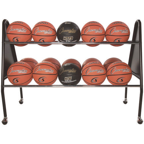 Champion Sports Heavy-duty Ball Cart Metal 132 Lb Capacity 18x51x38 Black