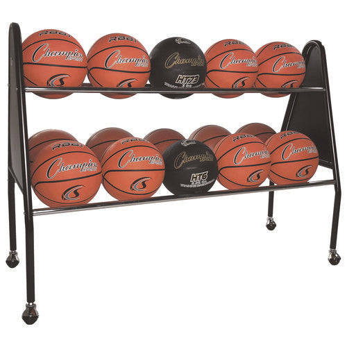 Champion Sports Heavy-duty Ball Cart Metal 132 Lb Capacity 18x51x38 Black