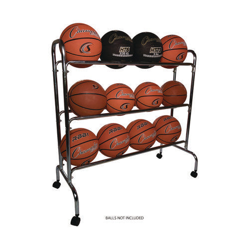 Champion Sports Powder-coated Ball Cart Metal 132 Lb Capacity 17x41x41 Silver
