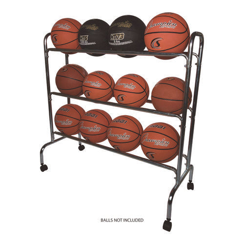 Champion Sports Powder-coated Ball Cart Metal 132 Lb Capacity 17x41x41 Silver