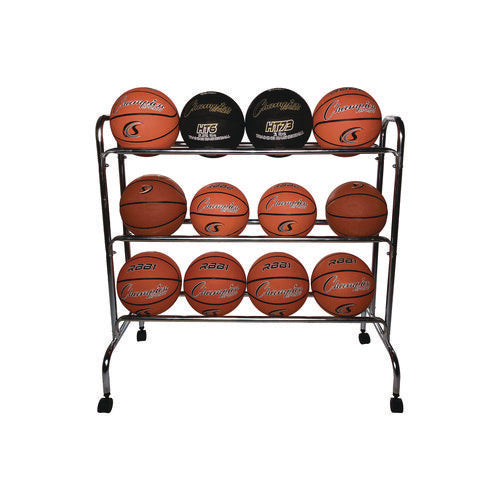 Champion Sports Powder-coated Ball Cart Metal 132 Lb Capacity 17x41x41 Silver