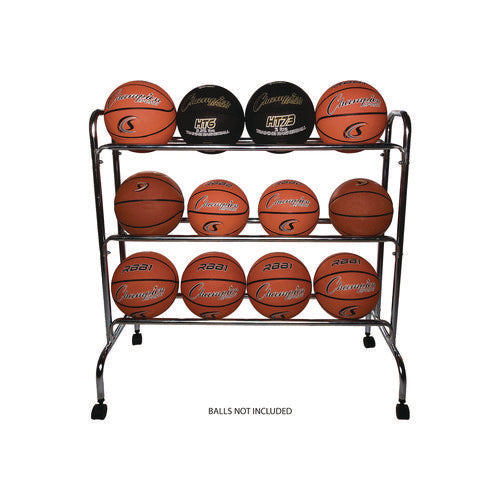 Champion Sports Powder-coated Ball Cart Metal 132 Lb Capacity 17x41x41 Silver