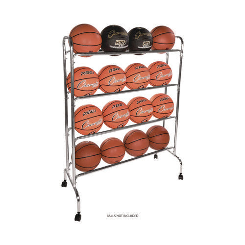 Champion Sports Powder-coated Ball Cart Metal 132 Lb Capacity 17x41x53 Silver