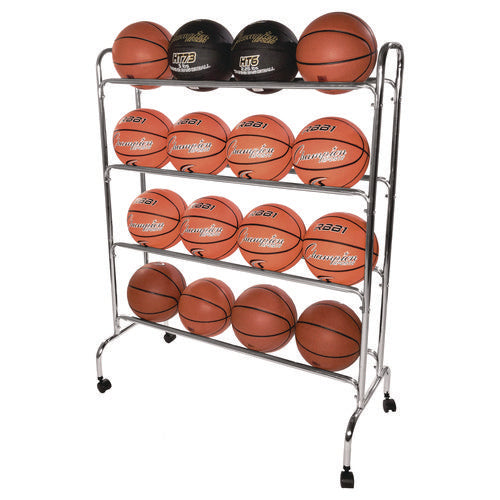 Champion Sports Powder-coated Ball Cart Metal 132 Lb Capacity 17x41x53 Silver