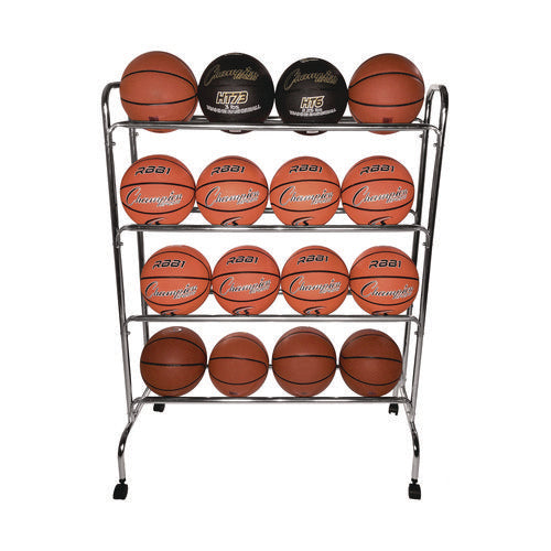 Champion Sports Powder-coated Ball Cart Metal 132 Lb Capacity 17x41x53 Silver