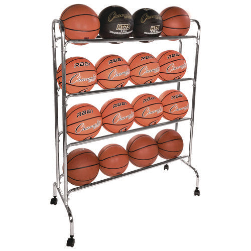 Champion Sports Powder-coated Ball Cart Metal 132 Lb Capacity 17x41x53 Silver