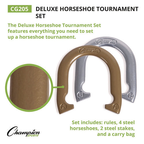 Champion Sports Deluxe Horseshoe Tournament Set 4 Horseshoes/2 Stakes/carry Bag/rule Sheet