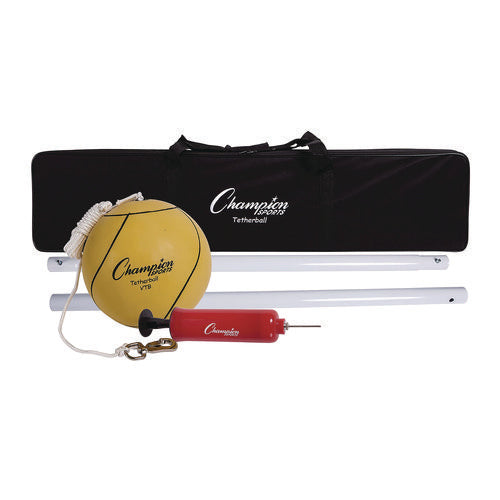Champion Sports Deluxe Tetherball Tournament Set Ball/24" Telescopic Poles/102" Cord/carry Case/pump/needle