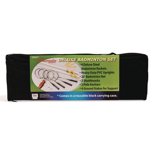 Champion Sports Deluxe Badminton Set 20 Ft Net With 4 Rackets 2 Shuttlecocks