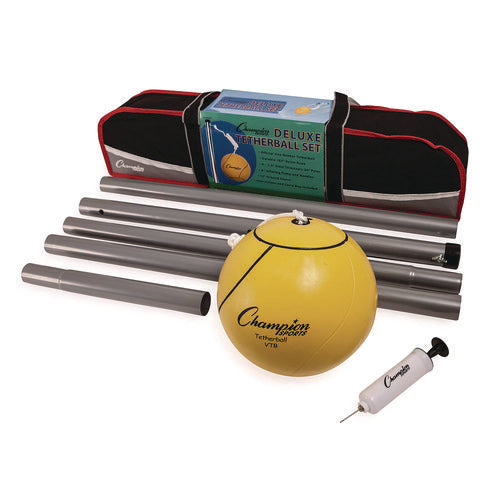Champion Sports Deluxe Tether Ball Set Tetherball/102" Cord/(4) 24" Telescoping Poles/carry Bag/pump With Needle