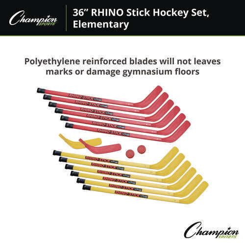 Champion Sports Indoor Abs Kids Hockey Set 2 Pucks 12 Sticks