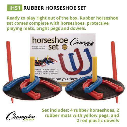 Champion Sports Steel Horseshoe Set (4) Horseshoes/(2) 24" Stakes/nylon Carry Bag