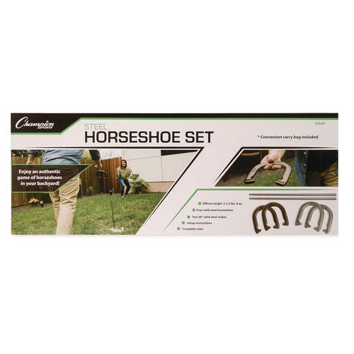 Champion Sports Steel Horseshoe Set (4) Horseshoes/(2) 20" Stakes/nylon Carry Bag