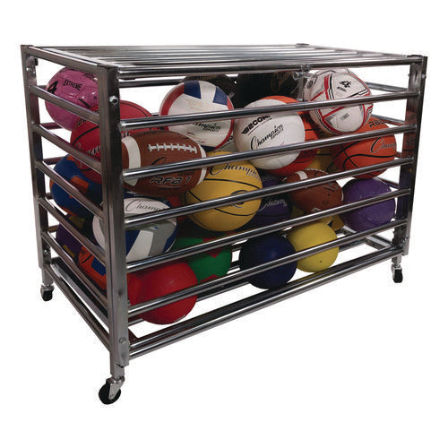 Champion Sports Heavy Duty Lockable Ball Locker Metal 132 Lb Capacity 24x42x30 High-polish Black