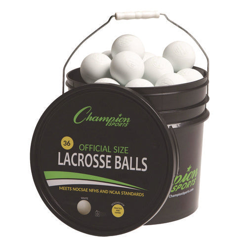 Champion Sports Lacrosse Balls In A Bucket 11"x11" Bucket With 36 White Rubber Balls