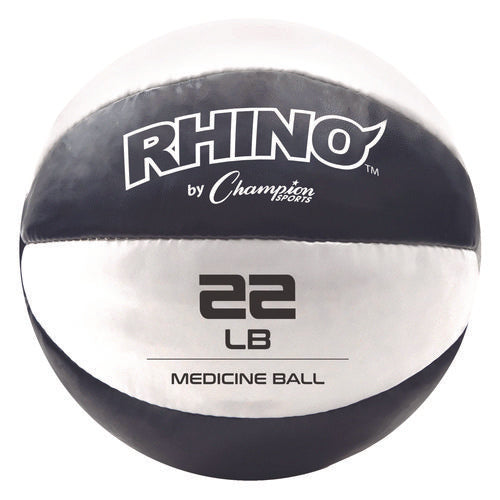 Champion Sports Rhino Leather Medicine Ball 22 Lb Black/white