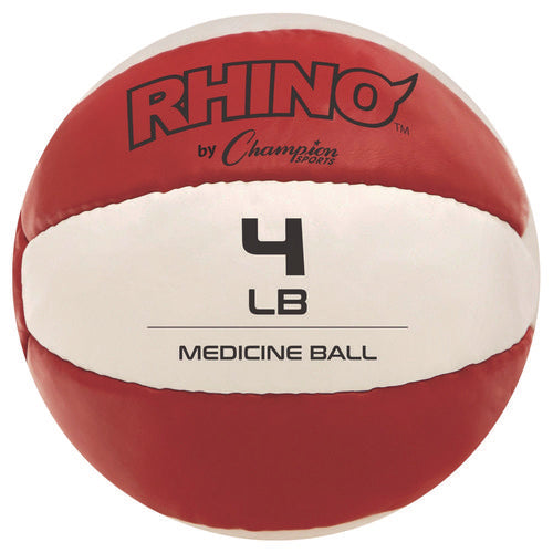 Champion Sports Rhino Leather Medicine Ball 4 Lb Red/white