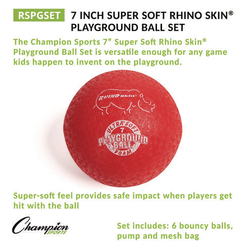 Champion Sports Rhino Soft Playground Ball Set 8.5" Diameter Assorted Colors 6/set