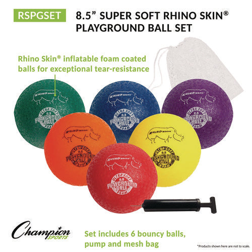Champion Sports Rhino Soft Playground Ball Set 8.5" Diameter Assorted Colors 6/set