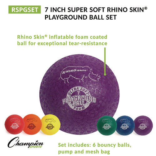 Champion Sports Rhino Soft Playground Ball Set 8.5" Diameter Assorted Colors 6/set