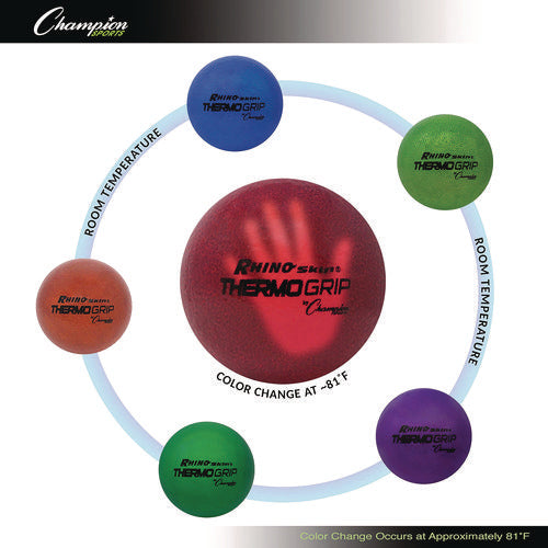 Champion Sports Rhino Skin Thermo Grip Dodgeball Set 6.3" Diameter Assorted Colors 6/set