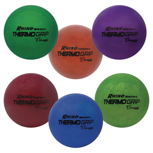 Champion Sports Rhino Skin Thermo Grip Dodgeball Set 6.3" Diameter Assorted Colors 6/set