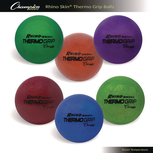 Champion Sports Rhino Skin Thermo Grip Dodgeball Set 6.3" Diameter Assorted Colors 6/set