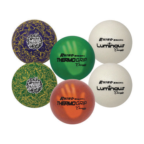 Champion Sports Rhino Skin Variety Dodgeball Set 6.3" Diameter Luminous/spider/thermogrip 6/set