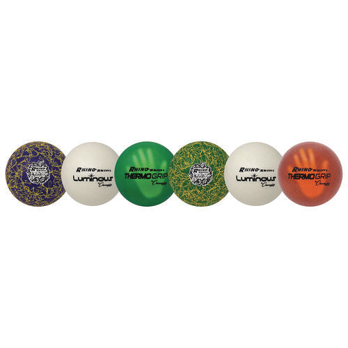 Champion Sports Rhino Skin Variety Dodgeball Set 6.3" Diameter Luminous/spider/thermogrip 6/set