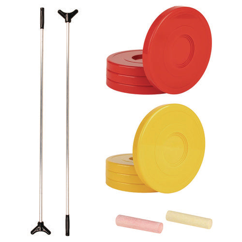 Champion Sports Economy Shuffleboard Set 15-ft Court Four 51" Cues Eight Discs