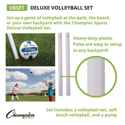 Champion Sports Deluxe Volleyball Set Official-size Volleyball Volleyball Net