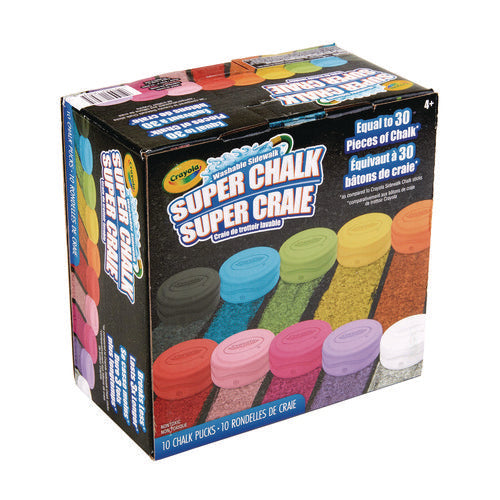 Crayola Super Chalk 1"x2.8" Diameter 10 Assorted Colors 10 Pucks/box