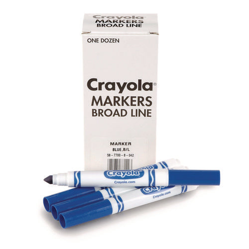 Crayola Broad Line Washable Markers Broad Bullet Tip Blue 12/box