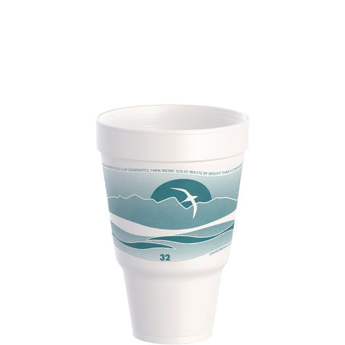 Dart J Cup Insulated Foam Pedestal Cups 32 Oz Printed Teal/white 25/sleeve 20 Sleeves/Case