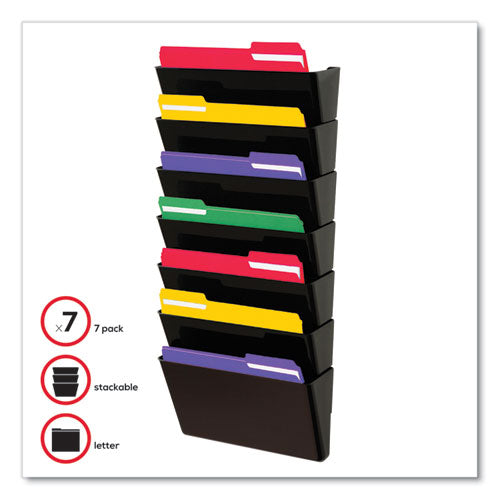 Deflecto Ez Link Stackable Docupocket 7 Sections Letter Size 13"x4"x14" To 19" Black