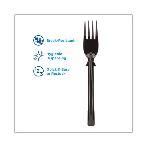 Dixie Smartstock Tri-tower Dispensing System Cutlery Forks Mediumweight Polypropylene Black 40/pack 24 Packs/Case