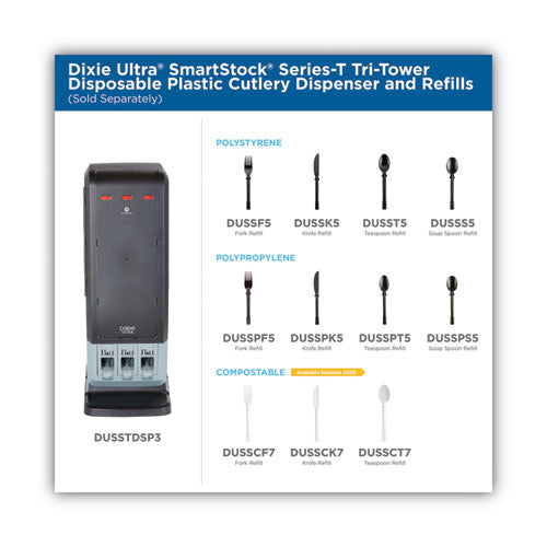 Dixie Smartstock Tri-tower Dispensing System Cutlery Forks Mediumweight Polypropylene Black 40/pack 24 Packs/Case