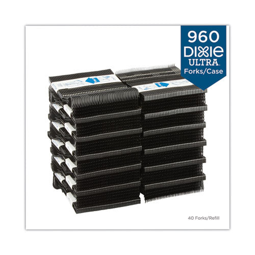 Dixie Smartstock Tri-tower Dispensing System Cutlery Forks Mediumweight Polypropylene Black 40/pack 24 Packs/Case