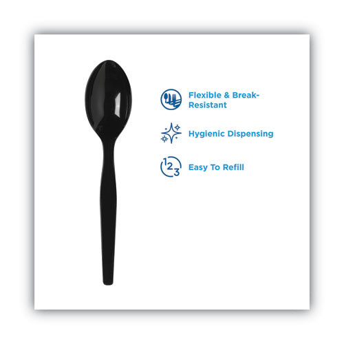 Dixie Smartstock Plastic Cutlery Refill Spoons 6" Series-o Heavyweight Black 40 Pack 24 Packs/Case