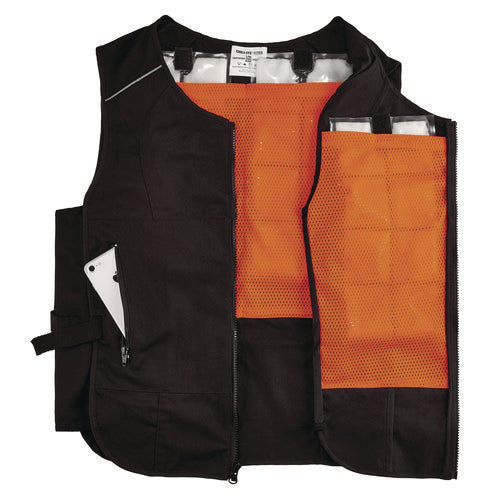 Ergodyne Chill-its 6260 Lightweight Phase Change Cooling Vest With Packs Cotton/poly 2x-large/3x-large Black