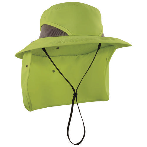 Ergodyne Chill-its 8934 Ranger Hat With Neck Shade Microfiber/polyester Small/medium Lime