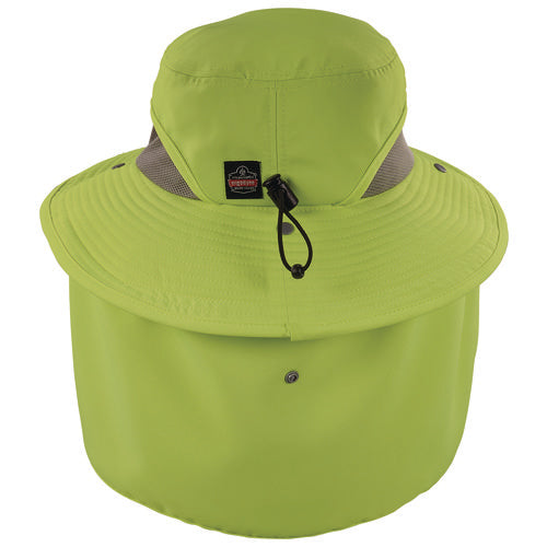 Ergodyne Chill-its 8934 Ranger Hat With Neck Shade Microfiber/polyester Small/medium Lime