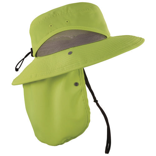 Ergodyne Chill-its 8934 Ranger Hat With Neck Shade Microfiber/polyester Small/medium Lime