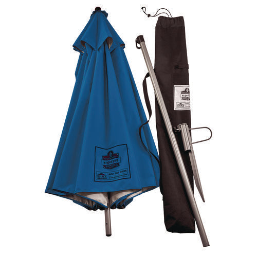 Ergodyne Shax 6100 Lightweight Work Umbrella 90" Span 92" Long Blue Canopy