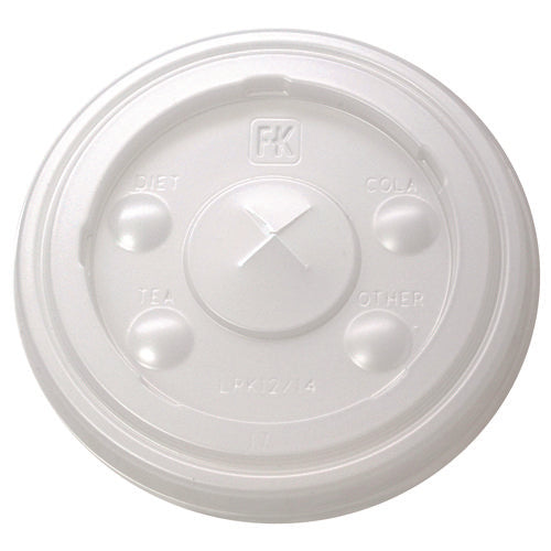 Fabri-Kal Kal-clear/nexclear Drink Cup Lids Flat W/x-style Straw Slot Flavor Buttons Fits 12-14 Oz Cold Cups Translucent 1000/ct