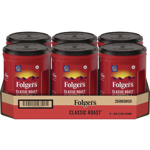 Folgers Classic Roast Ground Coffee 40.3 Oz Canister 6/Case