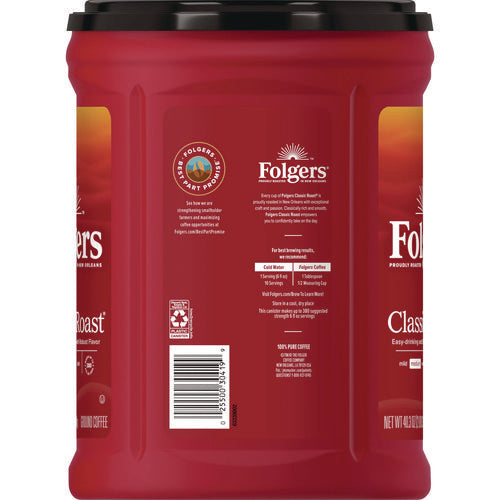 Folgers Classic Roast Ground Coffee 40.3 Oz Canister 6/Case