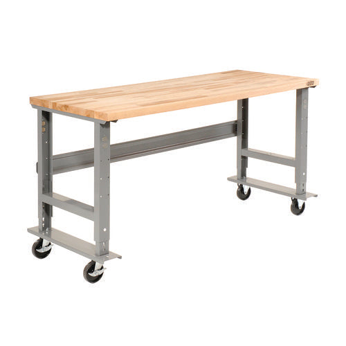 Global Industrial Light Duty Butcher Block Top Adjustable Height Workbench 800 Lbs 60x30x36 To 43 Gray